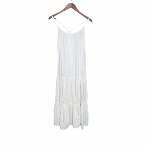 Madewell Swiss dot white midi dress size large tie back boho cotton sundress